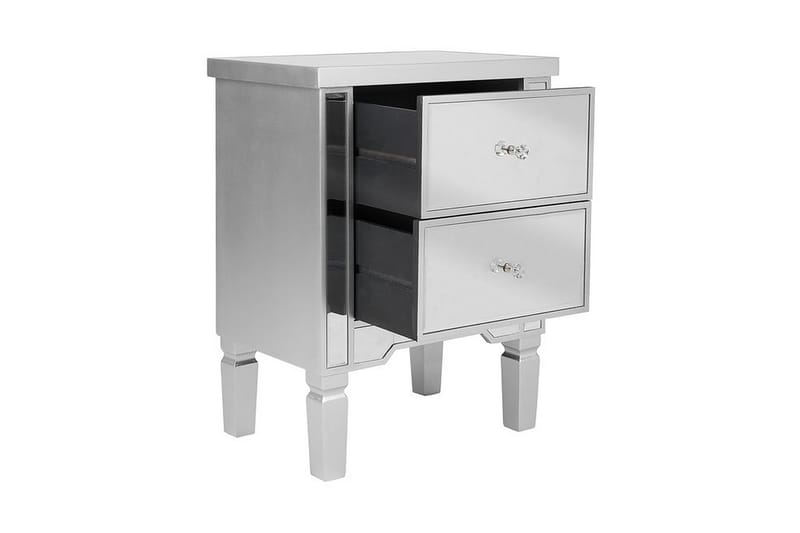 Tigy Sängbord 49 cm med Förvaring 2 Lådor - Glas/Silver - Möbler - Bord & matgrupper - Avlastningsbord & sidobord - Sängbord & nattduksbord