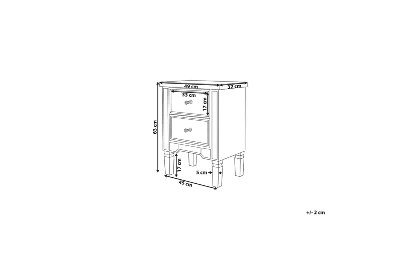 Tigy Sängbord 49 cm med Förvaring 2 Lådor - Glas/Silver - Möbler - Bord & matgrupper - Avlastningsbord - Sängbord & nattduksbord