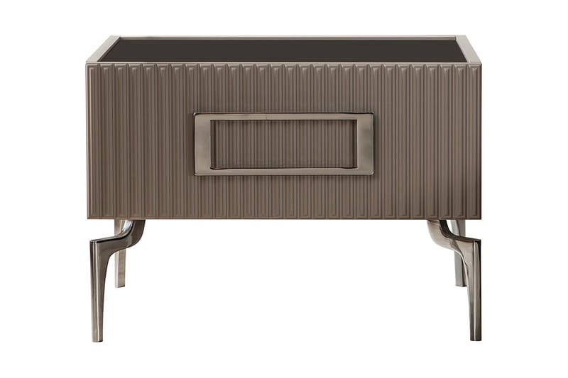 Zirkon Sängbord 63x50 cm - Beige/Svart/Silver - Möbler - Bord & matgrupper - Avlastningsbord & sidobord - Sängbord & nattduksbord