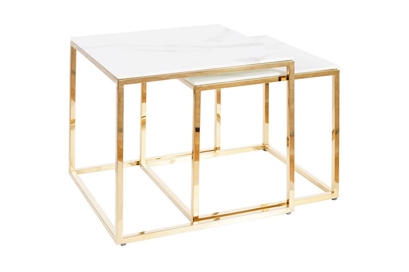 Gloriania Satsbord Marmorlook - Glas/Vit/Guld - Möbler - Bord & matgrupper - Avlastningsbord - Konsolbord & sidobord