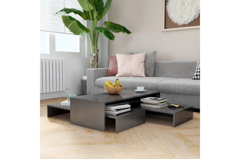 Satsbord grå högglans 100x100x26,5 cm - Grå - Möbler - Bord & matgrupper - Avlastningsbord - Satsbord