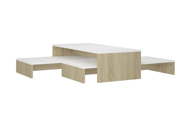 Satsbord vit och sonoma-ek 100x100x26,5 cm spånskiva - Vit - Möbler - Bord & matgrupper - Soffbord