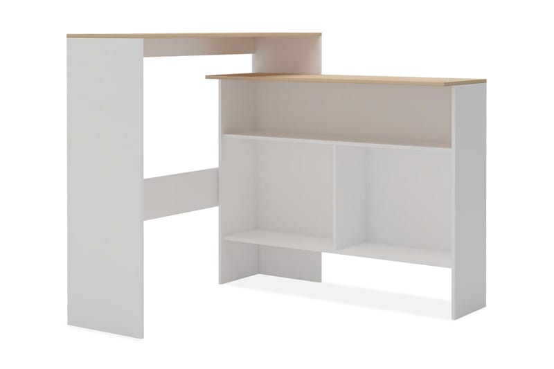 Barbord med 2 bordsskivor vit och ek 130x40x120 cm - Vit - Möbler - Bord & matgrupper - Barbord & ståbord