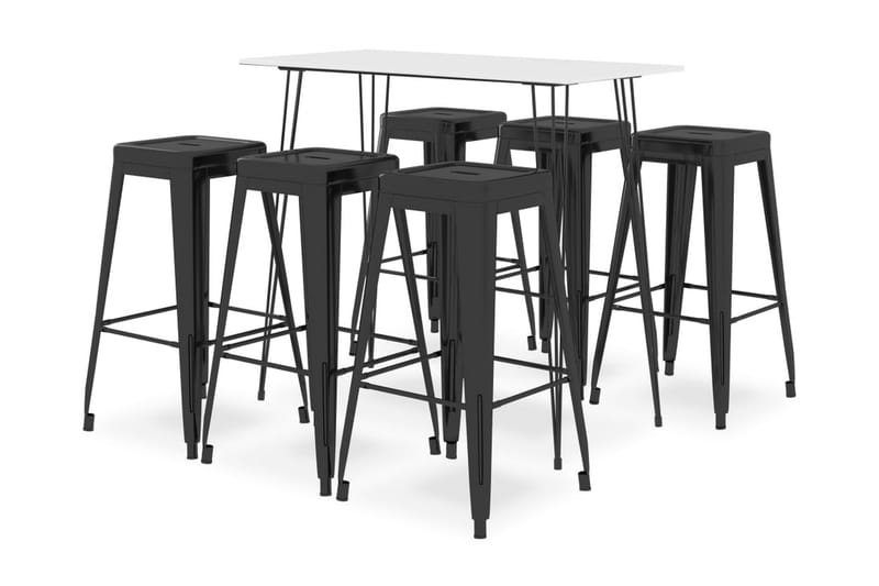 Bargrupp 7 delar vit och svart - Vit - Möbler - Bord & matgrupper - Barbord & ståbord