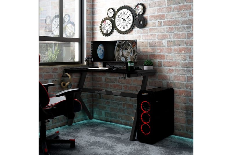 Gamingskrivbord LED med Y-formade ben svart 110x60x75 cm - Svart - Möbler - Bord & matgrupper - Kontorsbord - Gaming bord