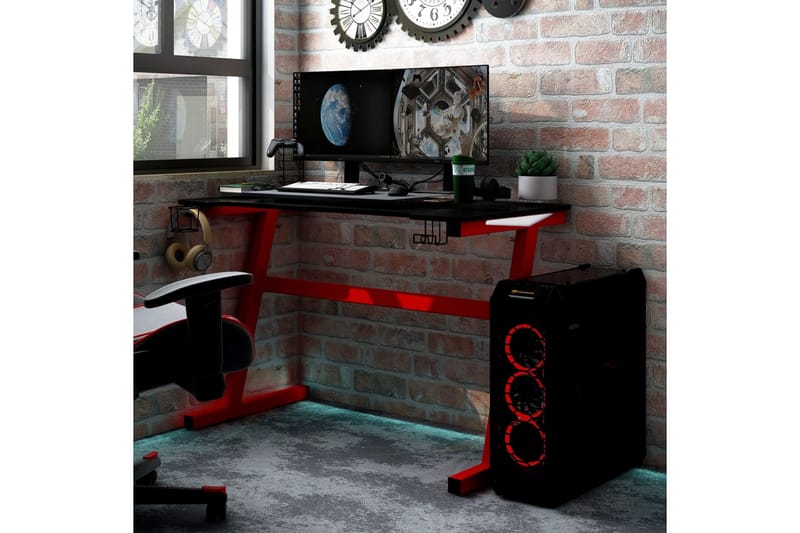 Gamingskrivbord LED med Z-formade ben svart 110x60x75 cm - Svart - Möbler - Bord & matgrupper - Kontorsbord - Gaming bord