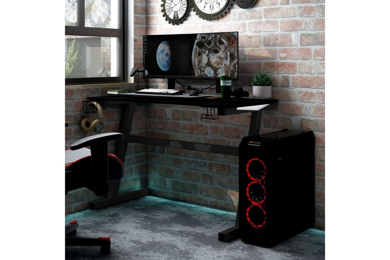 Gamingskrivbord LED med Z-formade ben svart 90x60x75 cm - Svart - Möbler - Bord & matgrupper - Kontorsbord - Gaming bord
