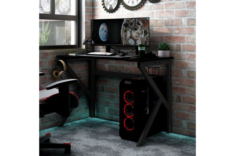 Gamingskrivbord med K-formade ben svart 90x60x75 cm - Svart - Möbler - Bord & matgrupper - Kontorsbord - Gamingbord