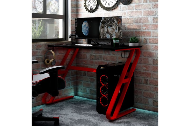 Gamingskrivbord med ZZ-formade ben svart och röd 110x60x75 c - Svart - Möbler - Bord & matgrupper - Kontorsbord - Gamingbord