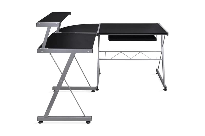 Datorskrivbord med hylla för tangentbord L-formad svart - Svart - Möbler - Bord & matgrupper - Kontorsbord - Skrivbord - Hörnskrivbord