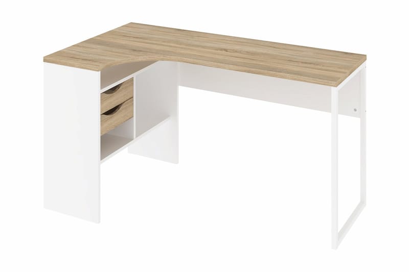 Function Plus Hörnskrivbord 145 cm med Förvaring Lådor + Hyl - Ekfärg/Vit - Möbler - Bord & matgrupper - Kontorsbord - Skrivbord - Hörnskrivbord