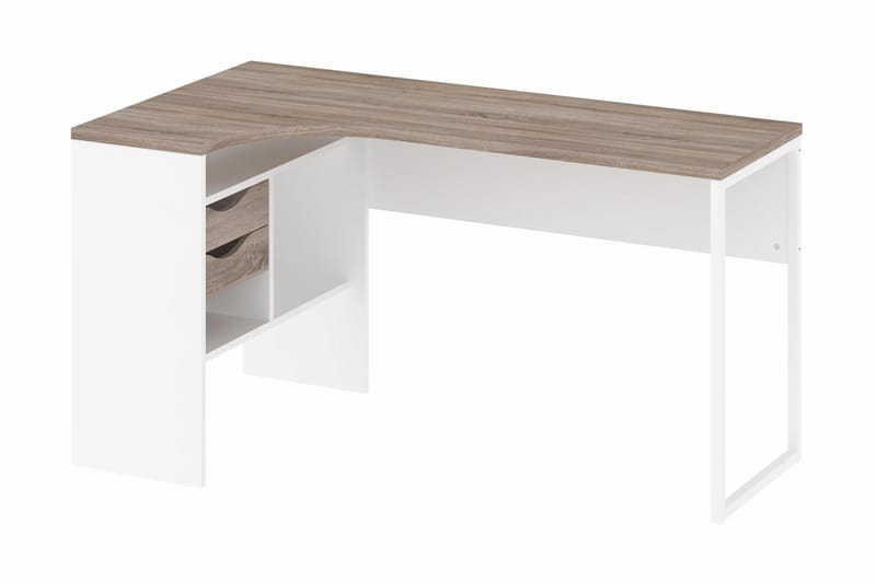 Function Plus Hörnskrivbord 145 cm med Förvaring Lådor + Hyl - Tryffel/Vit - Möbler - Bord & matgrupper - Kontorsbord - Skrivbord - Hörnskrivbord