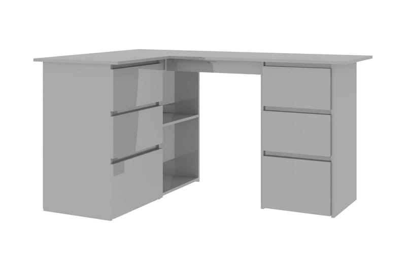 Hörnskrivbord grå högglans 145x100x76 cm spånskiva - Grå - Möbler - Bord & matgrupper - Kontorsbord - Skrivbord - Hörnskrivbord