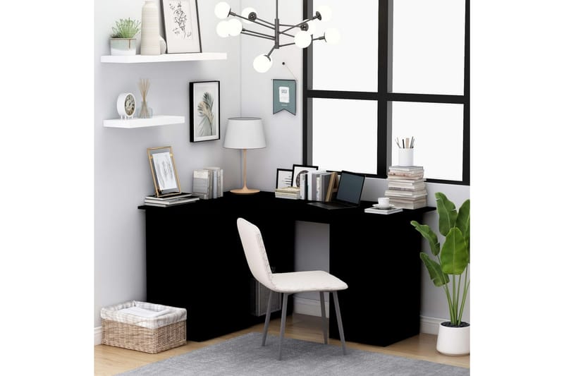 Hörnskrivbord svart 145x100x76 cm spånskiva - Svart - Möbler - Bord & matgrupper - Kontorsbord - Skrivbord - Hörnskrivbord