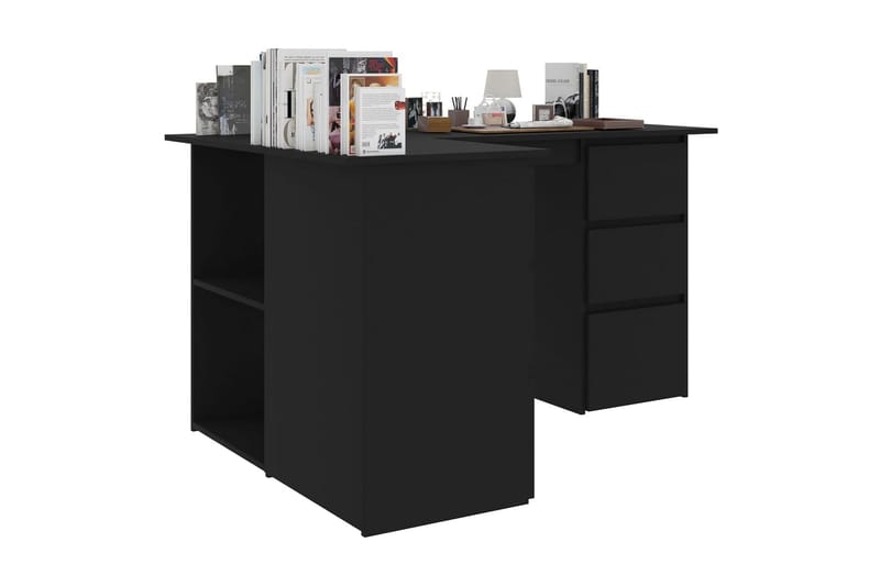 Hörnskrivbord svart 145x100x76 cm spånskiva - Svart - Möbler - Bord & matgrupper - Kontorsbord - Skrivbord - Hörnskrivbord