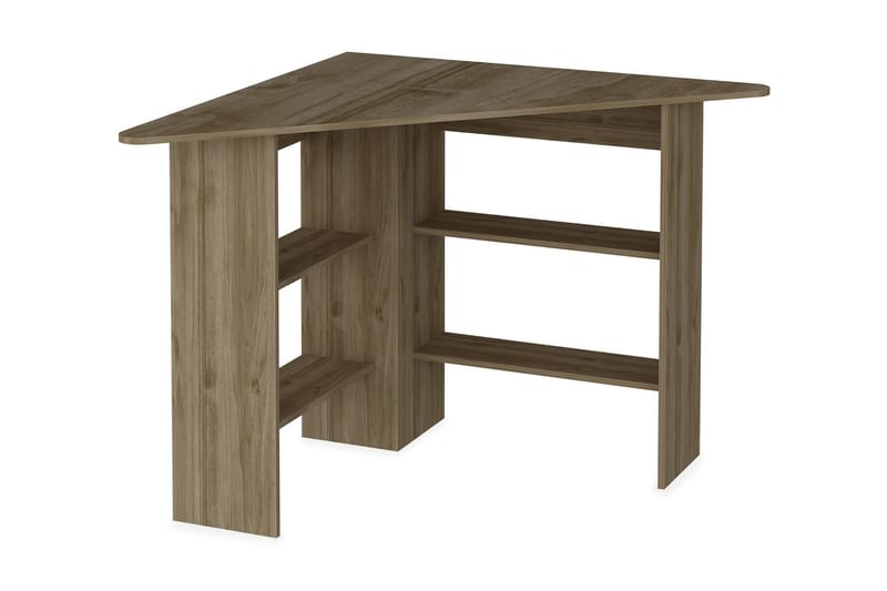 Kiolbassa Hörnskrivbord 94 cm med Förvaring Hyllor - Valnötsbrun - Möbler - Bord & matgrupper - Kontorsbord - Skrivbord - Hörnskrivbord