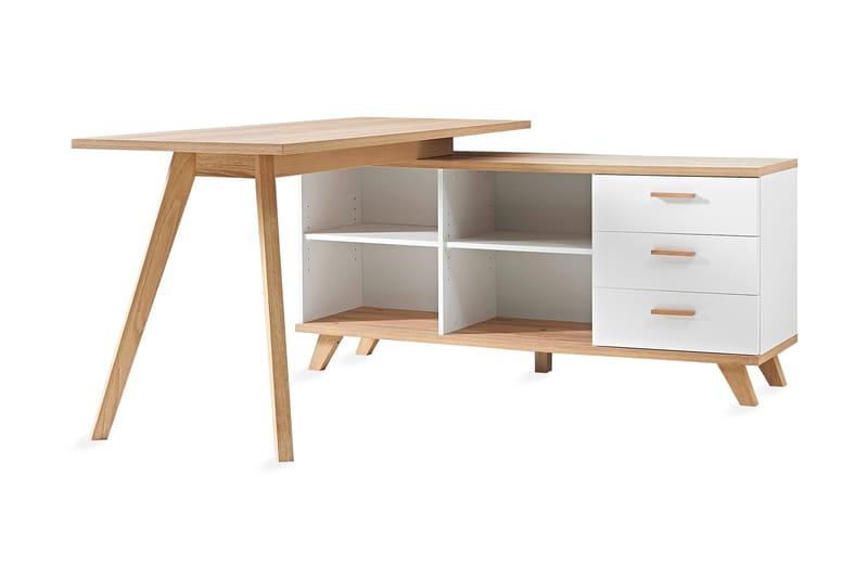 Loke Hörnskrivbordsmöbel 145 cm - Ek/Vit - Möbler - Bord & matgrupper - Kontorsbord - Skrivbord - Hörnskrivbord