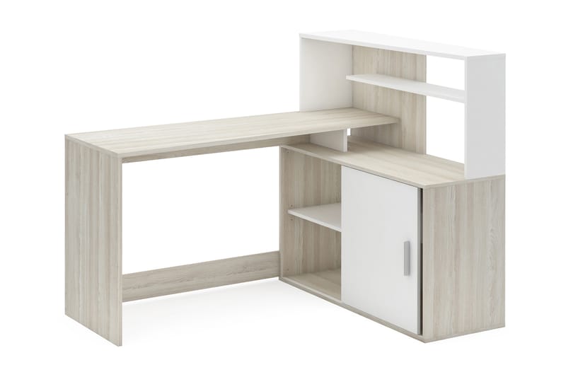 Nicko Hörnskrivbord 141 cm med Förvaring Hyllor + Lådor - Trä/Vit - Möbler - Bord & matgrupper - Kontorsbord - Skrivbord