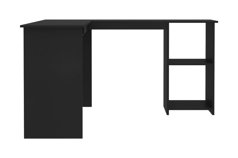 Skrivbord L-format svart 120x140x75 cm spånskiva