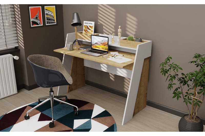 Andifli Skrivbord 59,6x93,4x123,6 cm med förvaring - Ek - Möbler - Bord & matgrupper - Kontorsbord - Skrivbord