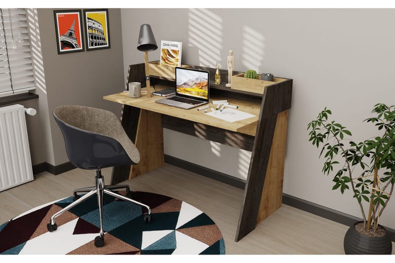 Andifli Skrivbord 59,6x93,4x123,6 cm med förvaring - Ek - Möbler - Bord & matgrupper - Kontorsbord - Skrivbord