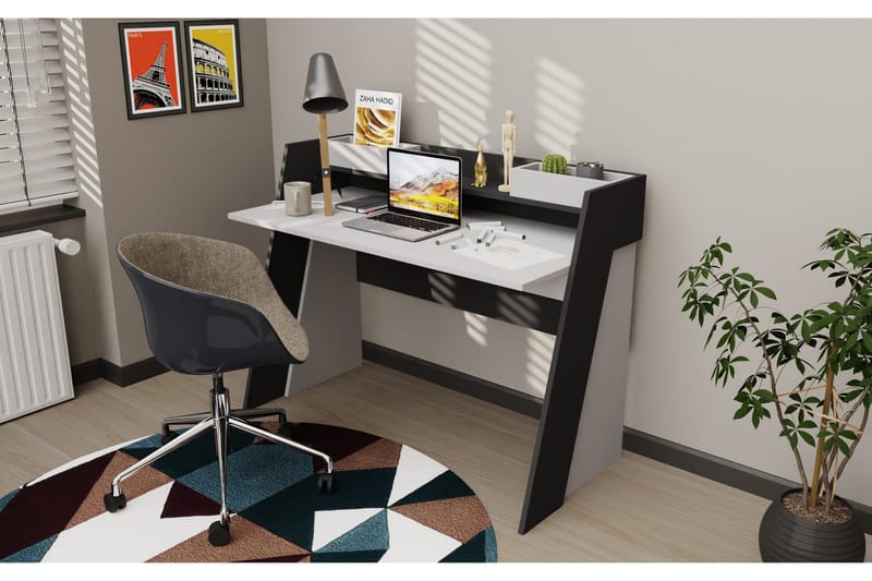 Andifli Skrivbord 59,6x93,4x123,6 cm med förvaring - Vit - Möbler - Bord & matgrupper - Kontorsbord - Skrivbord