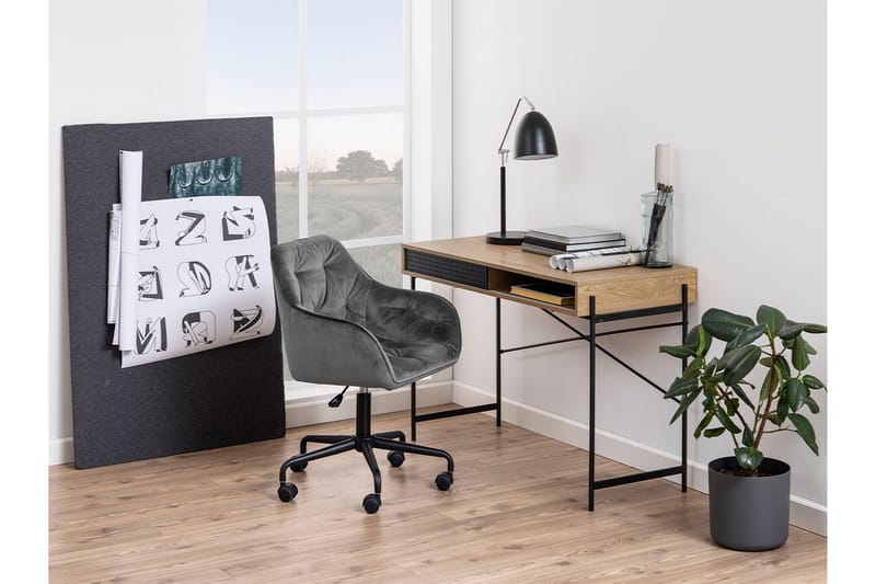 Angusa Skrivbord 110 cm med Förvaring Hylla - Svart/Natur - Möbler - Bord & matgrupper - Kontorsbord - Skrivbord
