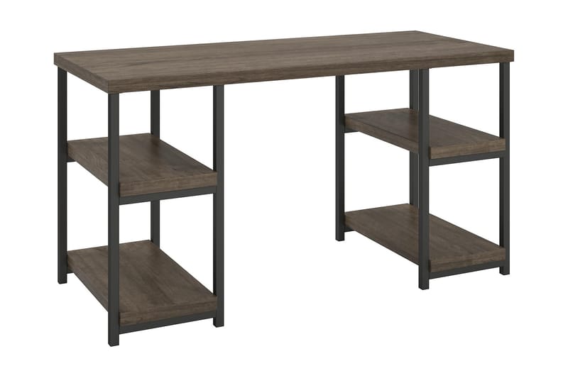 Ashlar Skrivbord 137 cm med Förvaring 4 Hyllor Brun/Svart - Dorel Home - Möbler - Bord & matgrupper - Kontorsbord - Skrivbord