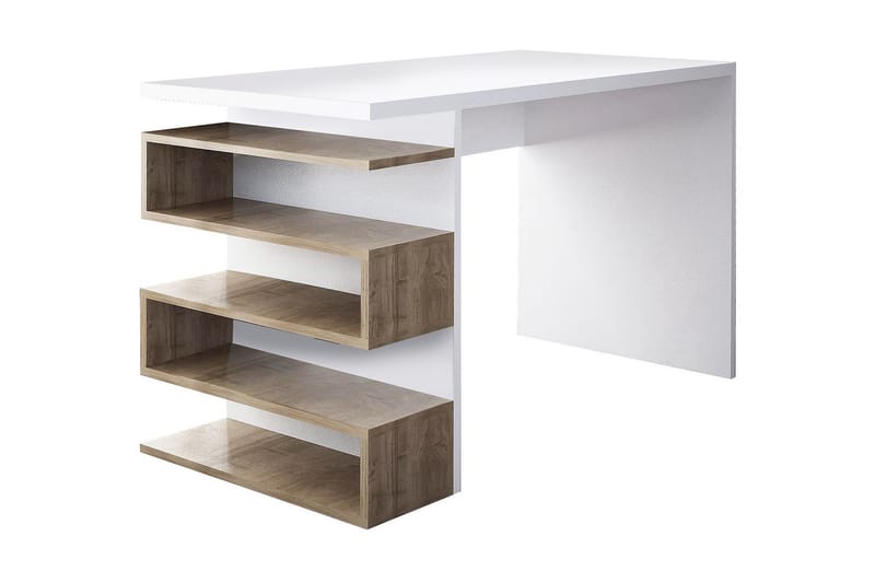 Asillane Skrivbord 120 cm med Sidoförvaring - Vit/Valnötsbrun - Möbler - Bord & matgrupper - Avlastningsbord - Brickbord & småbord
