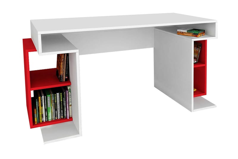 Asillane Skrivbord 153 cm med Förvaringsben - Vit/Röd - Möbler - Bord & matgrupper - Kontorsbord - Skrivbord