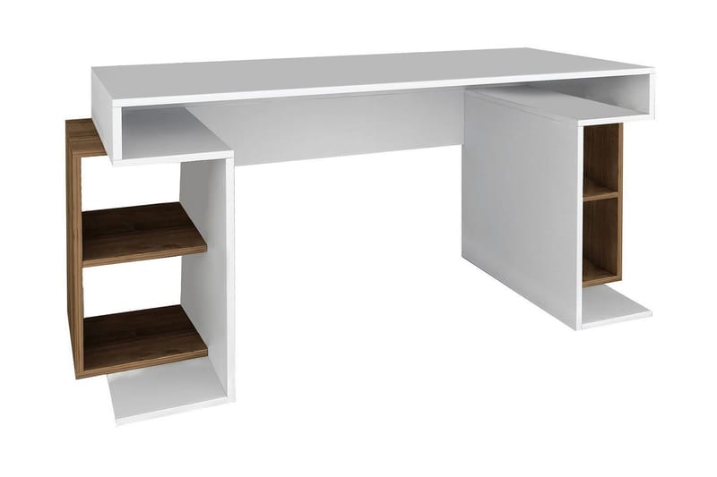 Asillane Skrivbord 153 cm  med Förvaringsben - Vit/Valnötsbrun - Möbler - Bord & matgrupper - Kontorsbord - Skrivbord