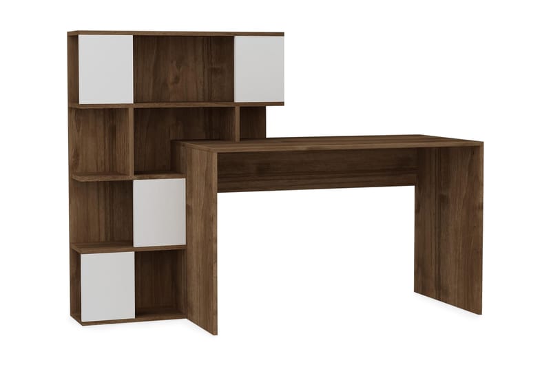 Asillo Skrivbord 164 cm med Förvaring - Vit/Valnötsbrun - Möbler - Bord & matgrupper - Kontorsbord - Skrivbord