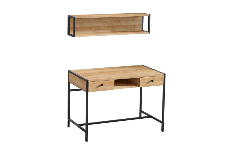 Avelsbol Skrivbord 100 cm med Förvaring 2 Lådor + Hylla - Brun - Möbler - Bord & matgrupper - Kontorsbord - Skrivbord