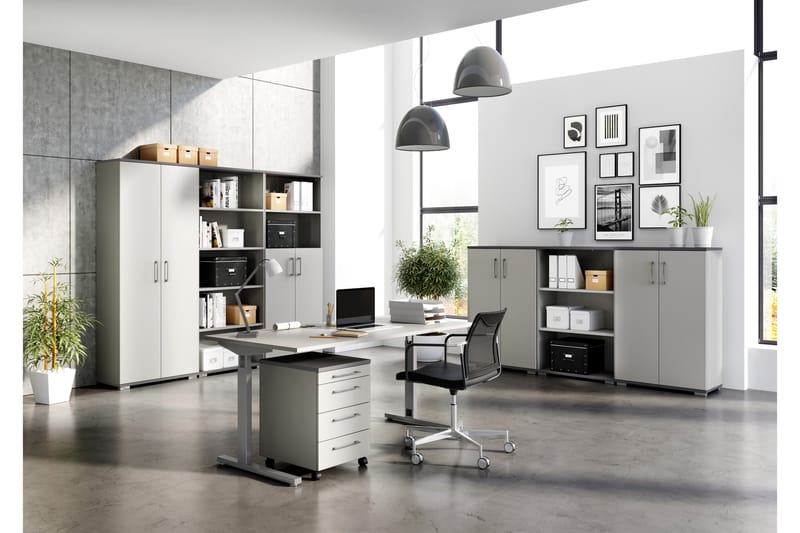 Biniaritx Skrivbord 160 cm - Vit/Grå - Möbler - Bord & matgrupper - Kontorsbord - Skrivbord - Höj och sänkbart skrivbord