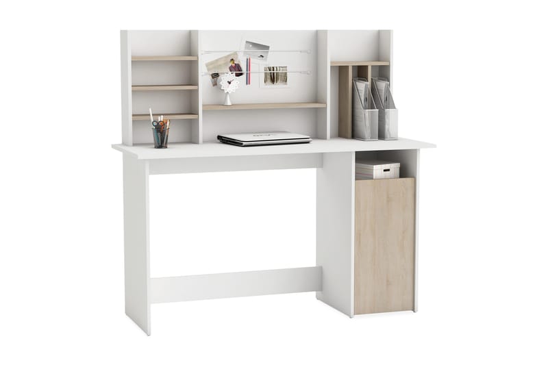 Blanche Skrivbord 135 cm med Förvaring Hyllor - Vit/Natur - Möbler - Bord & matgrupper - Kontorsbord - Skrivbord - Hörnskrivbord