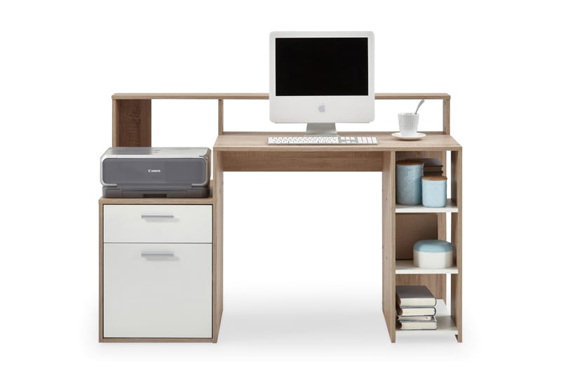 Bolton Skrivbord 139 cm med Förvaring - Vit/Ek - Möbler - Bord & matgrupper - Kontorsbord - Skrivbord - Hörnskrivbord
