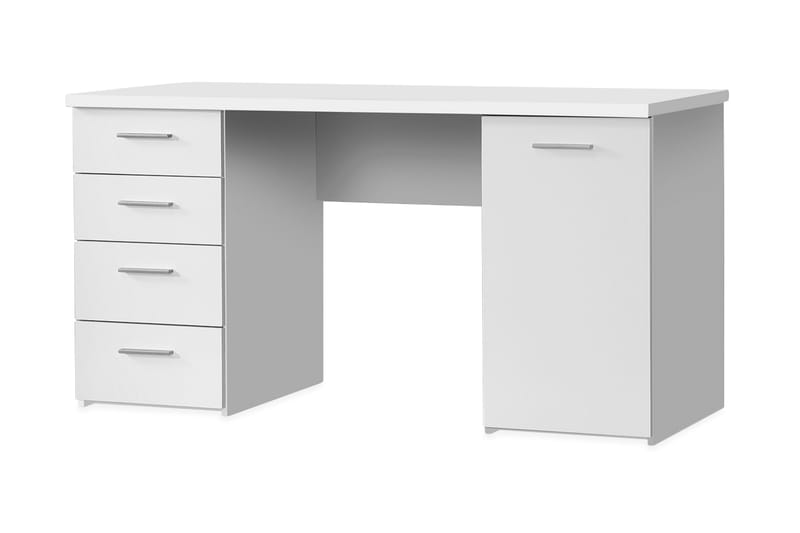 Bowlee Skrivbord 145 cm med Förvaring Skåp + 4 Lådor + Hylla - Vit - Möbler - Bord & matgrupper - Kontorsbord - Skrivbord