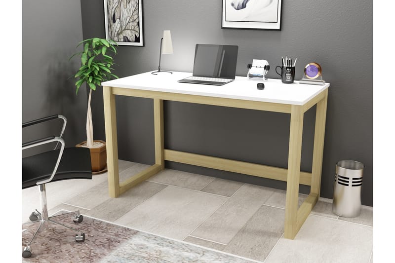 Brewel Skrivbord 120 cm - Vit/Natur - Möbler - Bord & matgrupper - Kontorsbord - Skrivbord