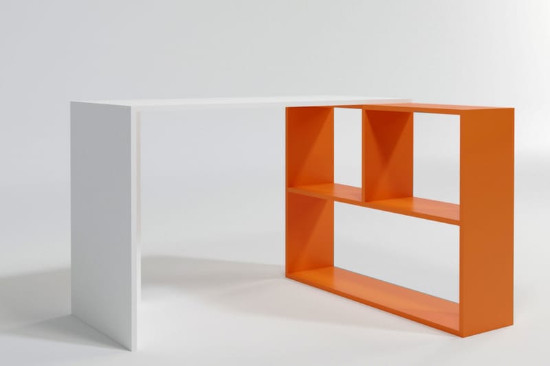 Cabeci Skrivbord 120 cm med Förvaring Hyllor - Vit/Orange - Möbler - Bord & matgrupper - Kontorsbord - Skrivbord