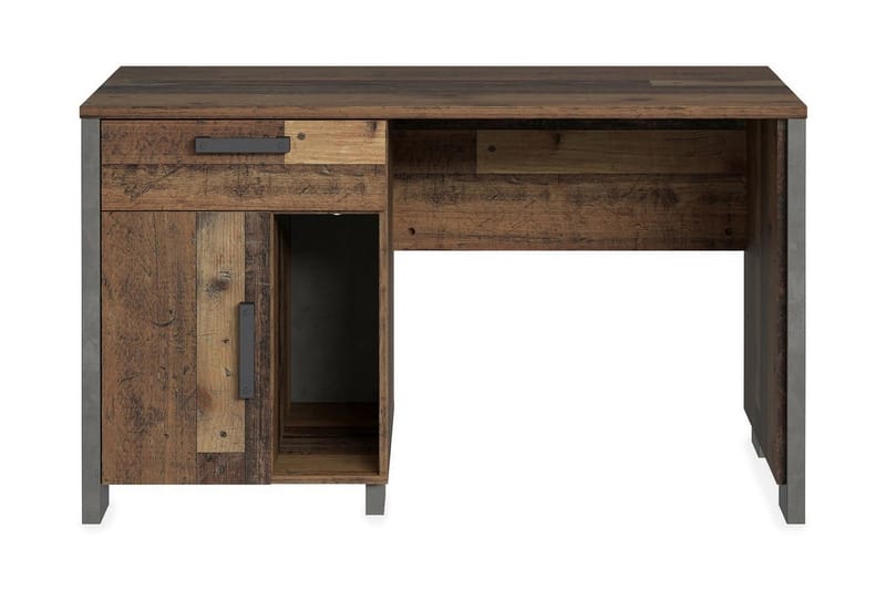 Cadle Skrivbord 127 cm med Förvaring Låda + Skåp - Brun/Grå - Förvaring - Skoförvaring