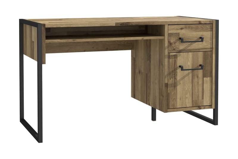 Carnais Skrivbord 129 cm med Förvaring Låda + Skåp - Brun/Svart - Möbler - Bord & matgrupper - Kontorsbord - Skrivbord