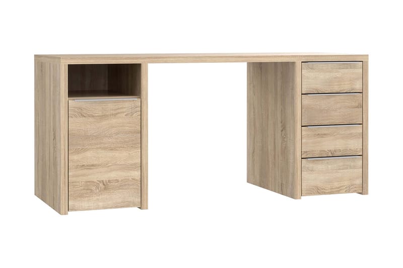 Chesko Skrivbord 160 cm med Förvaring Skåp + 4 Lådor + Hylla - Brun - Möbler - Bord & matgrupper - Kontorsbord - Skrivbord