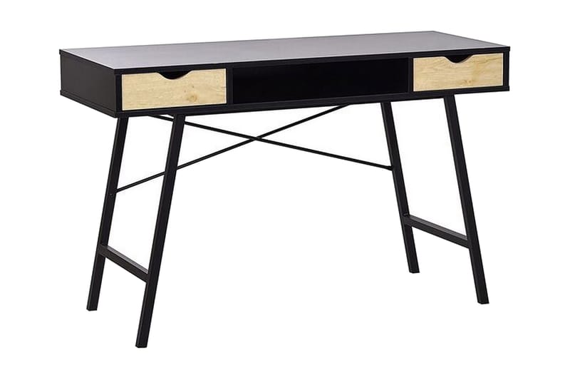 Clarita Skrivbord 120 cm med Förvaring Hylla+2 Lådor - Svart/Ljust Trä - Möbler - Bord & matgrupper - Kontorsbord - Skrivbord