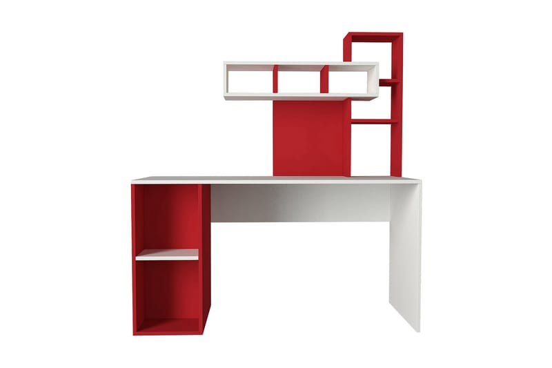 Coralle Skrivbord 140 cm med Förvaring Hyllor - Vit/Röd - Möbler - Bord & matgrupper - Kontorsbord - Skrivbord