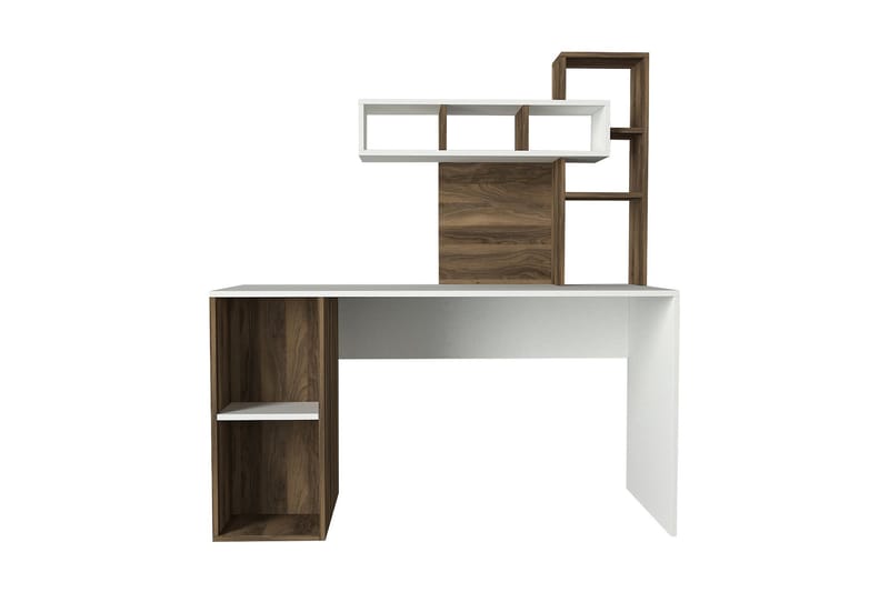 Coralle Skrivbord 140 cm med Förvaring Hyllor - Vit/Valnötsbrun - Möbler - Bord & matgrupper - Kontorsbord - Skrivbord