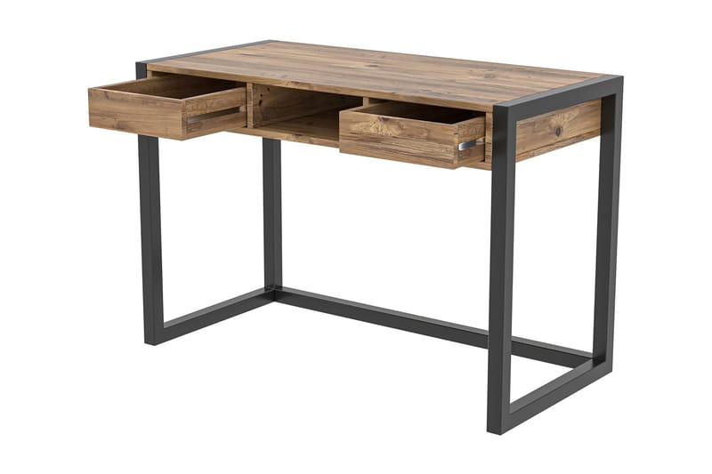 Corieon Skrivbord 115 cm med Förvaring Lådor + Hylla - Trä/Natur/Svart - Möbler - Bord & matgrupper - Kontorsbord - Skrivbord