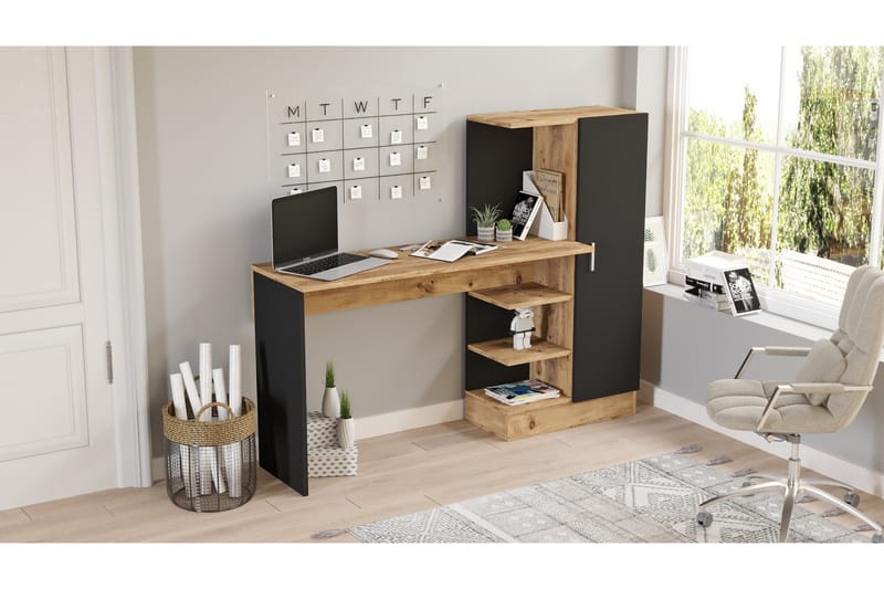 Dalran Skrivbord 152 cm - Natur/Svart - Möbler - Bord & matgrupper - Kontorsbord - Skrivbord - Hörnskrivbord