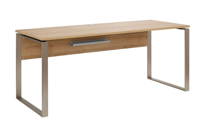 Dellfeld Skrivbord 180 cm - Brun/Börstad Nickel - Förvaring - Skåp - Förvaringsskåp