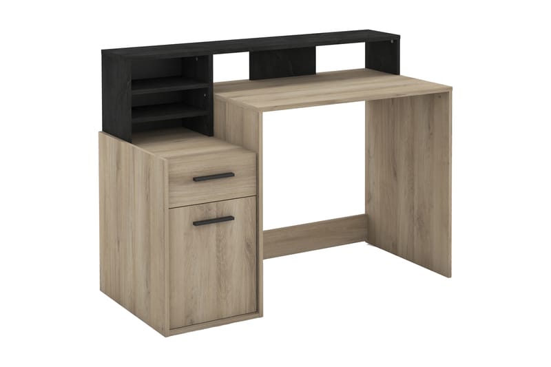 Delphu Skrivbord 126 med Förvaring Hyllor + Lådor + Skåp - Trä/Svart - Möbler - Bord & matgrupper - Kontorsbord - Skrivbord