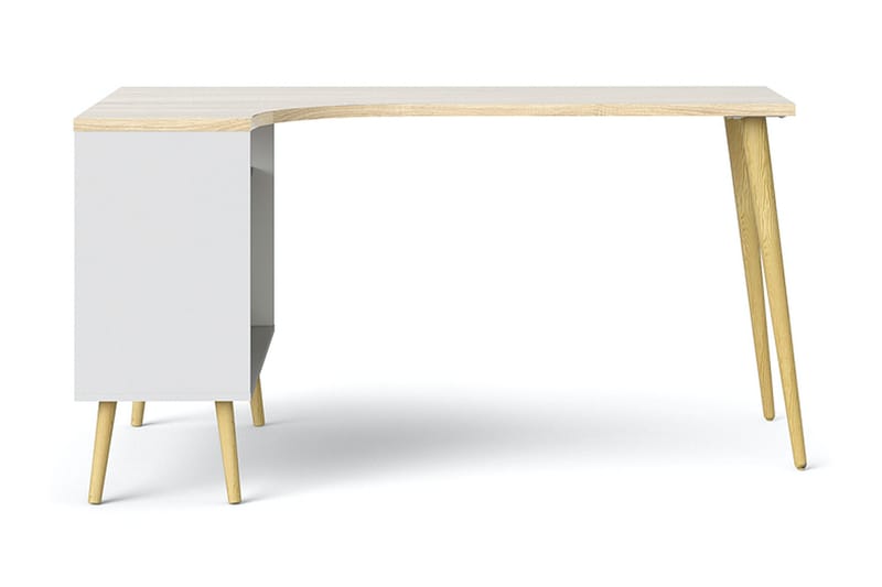 Delta Skrivbord 145 cm med Förvaring Lådor + Hyllor - Vit/Natur - Möbler - Bord & matgrupper - Kontorsbord - Skrivbord